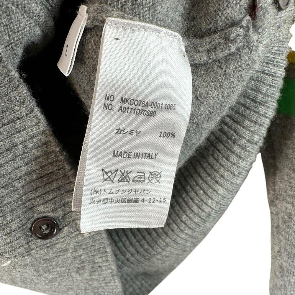 Thom Browne Classic V-Neck Cashmere Cardigan in Gray Size 1/Small 4-Bar Stripe - Picture 12 of 12
